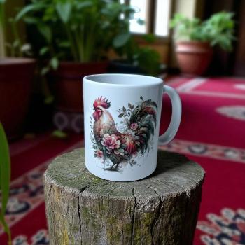 Keramiktasse Tasse Huhn Blumen Design Nr. 2 Kaffeebecher Teetasse Kaffeetasse - Artikel Nr. 1100089
